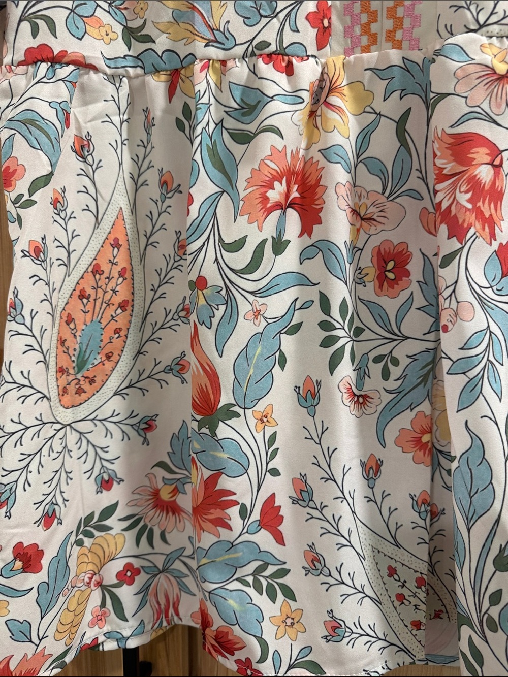 Cherry Betty Cottagecore Boho Floral Popover Top with Mandarin Collar Size S - Picture 2 of 11